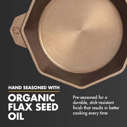 Octagonal Flaxseed Seasoned Cast Iron Skillet — photo 4