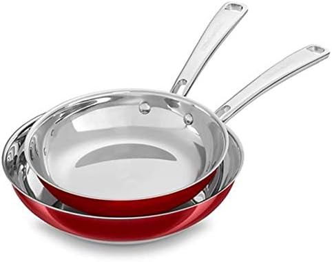 Stainless steel eight and ten inch skillet set