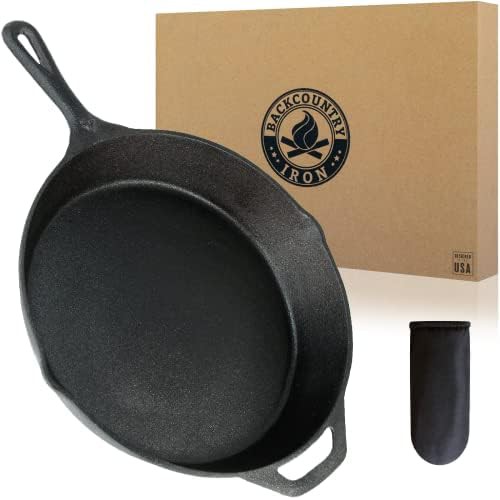 Backcountry Iron Large Round Cast Iron Skillet 12 in