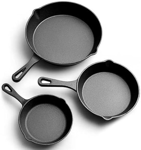 Black three piece seasoned skillet set — photo 3