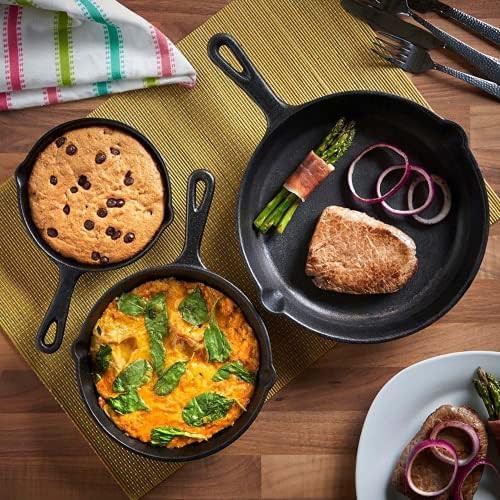 Black three piece seasoned skillet set — photo 4