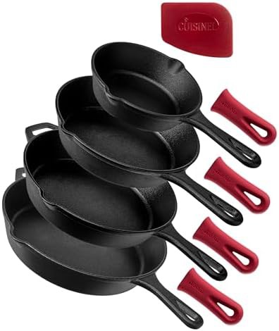 Four piece pre-seasoned cast iron skillet set