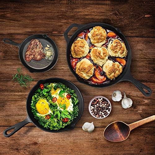 Three Piece Pre-Seasoned Cast Iron Skillet Set — photo 5