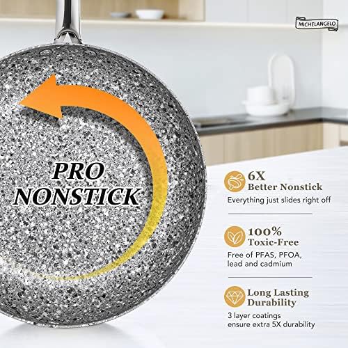 Granite nonstick frying pan set with lids — photo 3