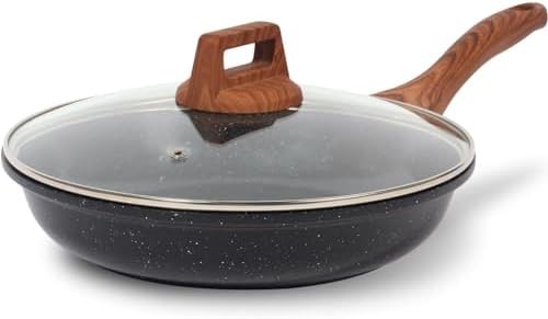 Black ceramic 8 inch skillet with lid