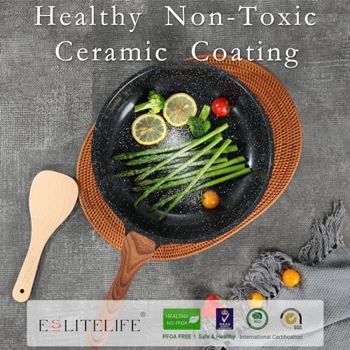 Black ceramic 8 inch skillet with lid — photo 3