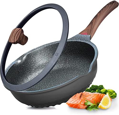 Deep Ceramic Nonstick Frying Pan with Lid