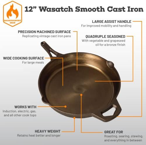 Backcountry Iron Wasatch Smooth Cast Iron Skillet 12 in — photo 4