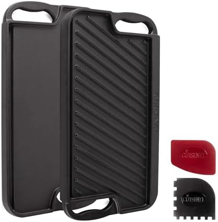 Reversible cast iron griddle and grill pan