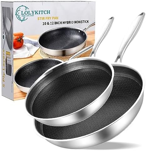 Hybrid nonstick tri-ply stainless steel pan set