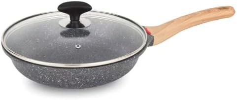 Grey induction nonstick omelet pan with lid
