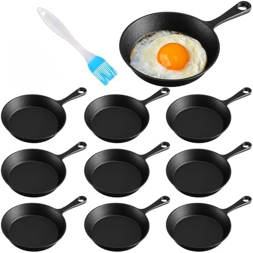 Ten set mini cast iron skillet black pans