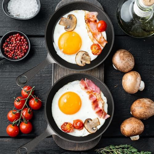 Ten set mini cast iron skillet black pans — photo 4