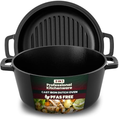Five quart dutch oven with skillet lid