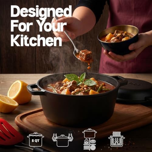 Five quart dutch oven with skillet lid — photo 4