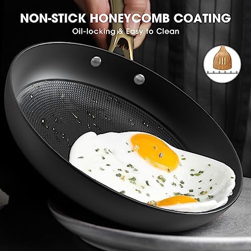 Honeycomb surface cast iron skillet set — photo 3