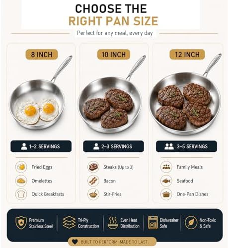 Polished 12 Inch Stainless Steel Skillet — photo 3