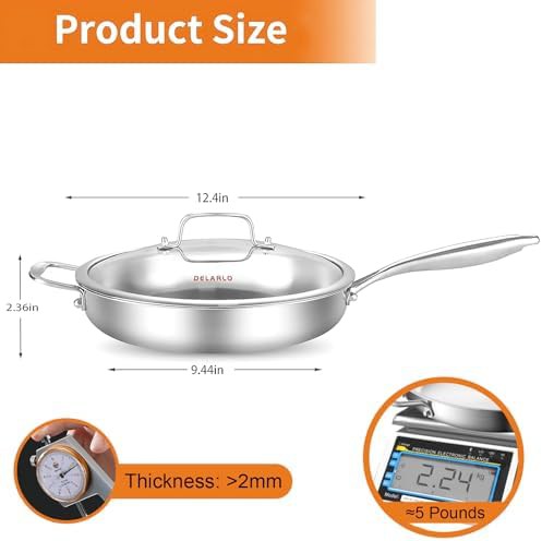 Polished 12 Inch Stainless Steel Skillet — photo 4