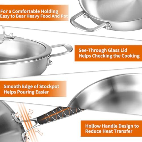 Polished 12 Inch Stainless Steel Skillet — photo 5