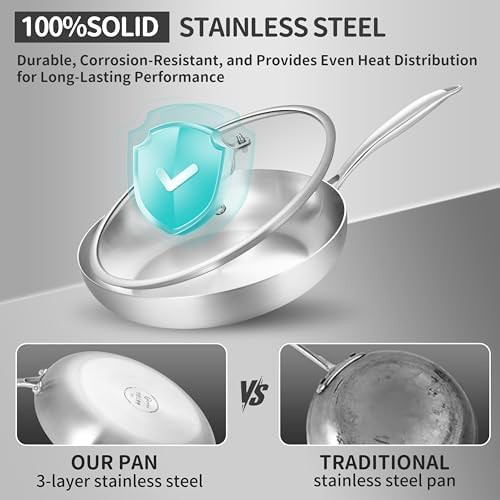 Twelve inch stainless steel frying pan with lid — photo 5