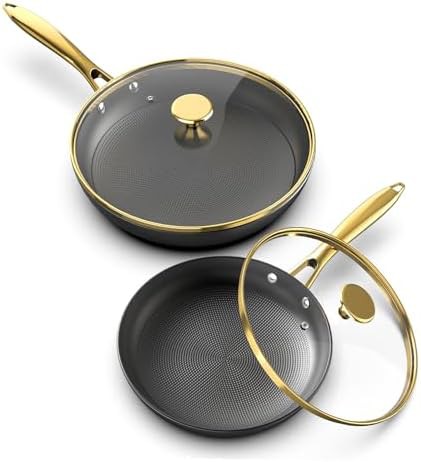Honeycomb cast iron skillet set with lids
