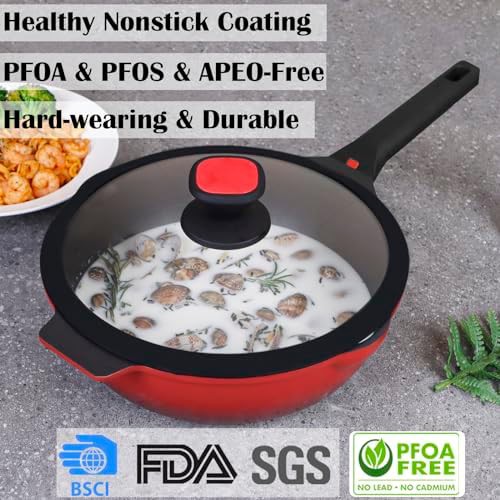 Red Deep Frying Skillet with Silicone Lid — photo 3