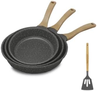 Three piece nonstick induction skillet set