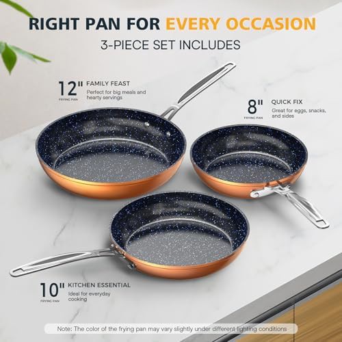 Cozy Blue Ceramic Nonstick Frying Pan Set — photo 3