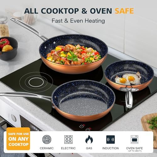 Cozy Blue Ceramic Nonstick Frying Pan Set — photo 5
