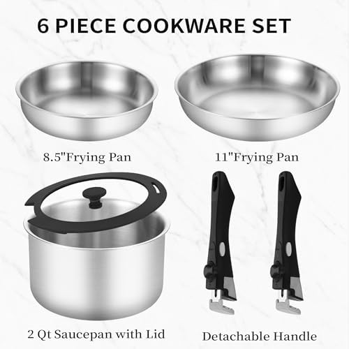 Tri-Ply Stainless Steel Cookware Set with Removable Handles — photo 3