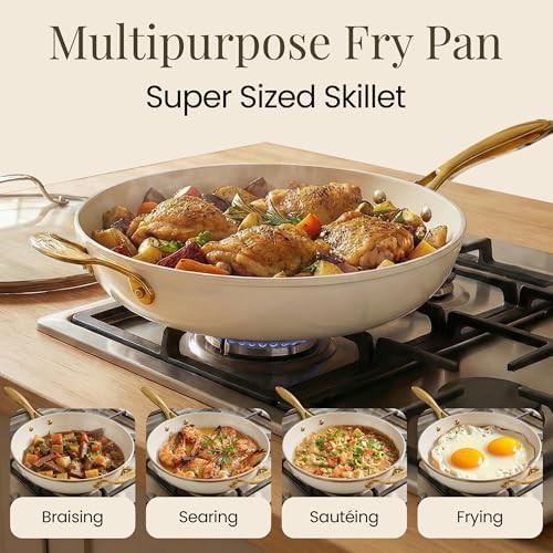 Large Cream Nonstick Frying Pan 14 in — photo 3