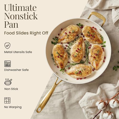 Large Cream Nonstick Frying Pan 14 in — photo 4