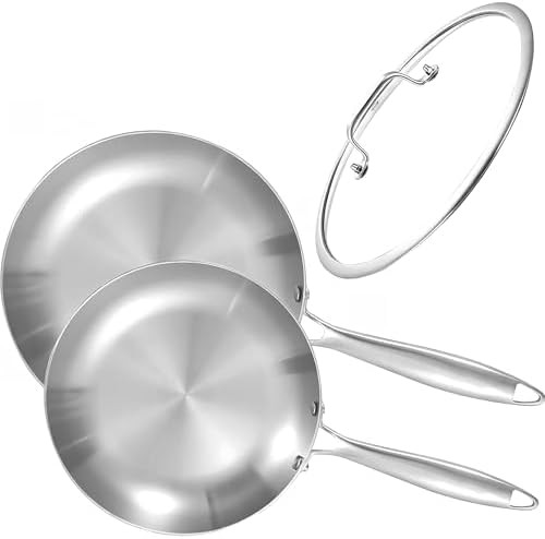 Tri-ply stainless steel induction frying pan set