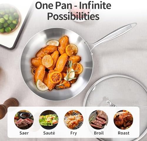 Tri-ply stainless steel induction frying pan set — photo 4
