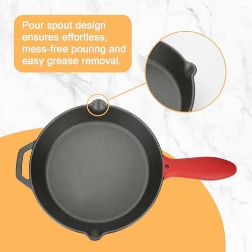 Pre-seasoned cast iron skillet with silicone handle — photo 5