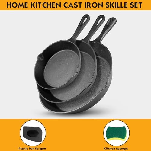Black Iron Skillet Set with Cleaning Tools — photo 3