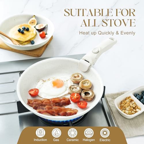 White granite nonstick set detachable handle — photo 4