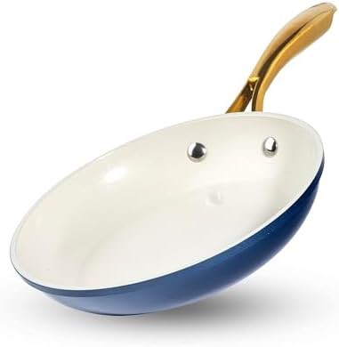 Navy and cream 10 inch ceramic skillet