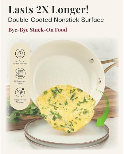 Navy and cream 10 inch ceramic skillet — photo 3