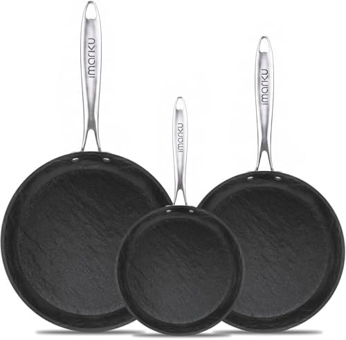 Stainless steel handle three piece pan set