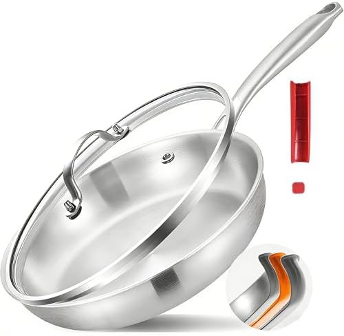 Uncoated 12 in Stainless Skillet with Large Handle