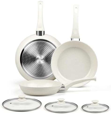 Granite frying pan trio with lids