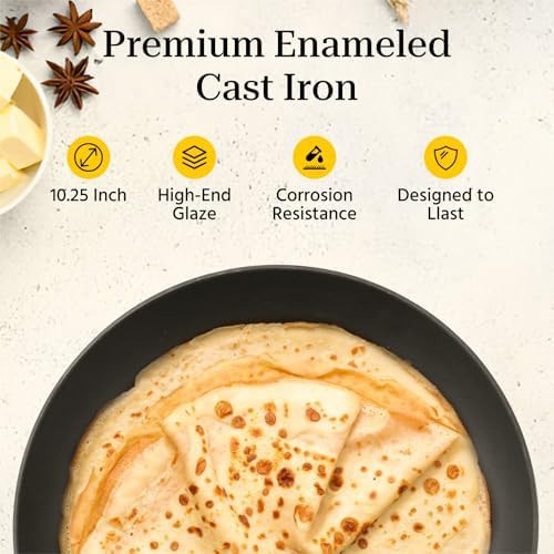 Enameled Antique White Cast Iron Pan — photo 3