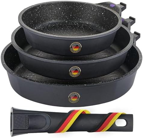 Nonstick Aluminum Three Piece Set with Detachable Handle
