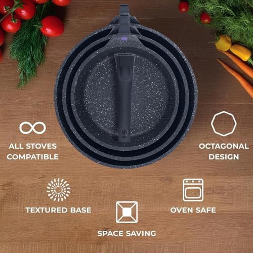 Nonstick Aluminum Three Piece Set with Detachable Handle — photo 3