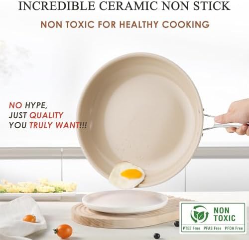 Three piece ceramic nonstick frying pan set — photo 3