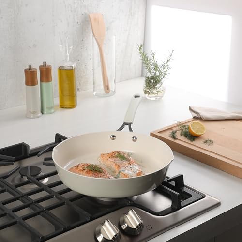 Linen White Ceramic Aluminum Fry Pan — photo 4