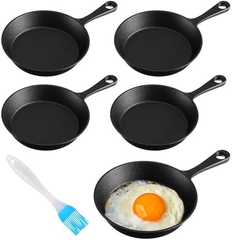 Five set mini cast iron skillet black pans