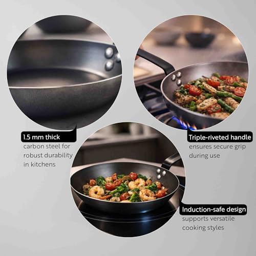 Black carbon steel induction fry pan — photo 3