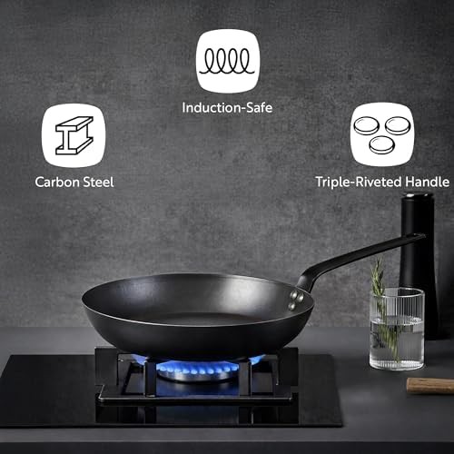 Black carbon steel induction fry pan — photo 4